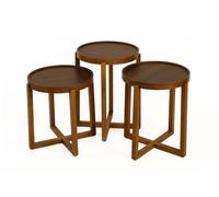 Hanah Home Milas 3 - Walnut v2 Juego de Mesas Apilables de 3 Piezas Nogal