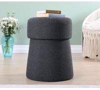 Hanah Home, modelo Beans - FLF1213, color gris oscuro, pufs clásicos, 50% algodón / 50% lino