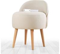 Hanah Home, modelo Corvile - FLF1151, color Sahne (crema), pufs clásicos, 50% algodón / 50% lino