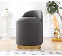 Hanah Home, modelo Dover - FLF1107, color gris oscuro, pufs clásicos, 100% terciopelo