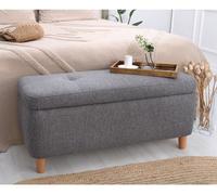 Hanah Home, modelo Rocio: otomana, color gris oscuro, composición: 50% algodón / 50% lino, dimensiones: 100 x 41 x 45 cm
