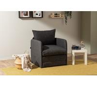 Hanah Home, modelo Saga Single, color gris oscuro, sofá cama, color gris oscuro, 100% metal, 68 x 70 x 66 cm