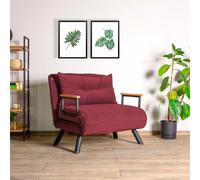 Hanah Home, modelo Sando Single - color burdeos, sofás cama, sofá cama de una plaza, color castaño, poliéster, 67 x 78 x 78 cm