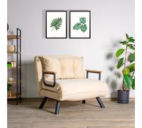 Hanah Home, modelo Sando Single - Color crema, sofás cama, sofá cama de una plaza, color crema, poliéster, 67 x 78 x 78 cm