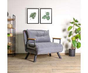 Hanah Home, modelo Sando Single - Gris, sofás cama, sofá cama de una plaza, gris, poliéster, 67 x 78 x 78 cm