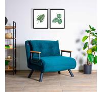 Hanah Home, modelo Sando Single: sofá cama en color verde petróleo, sofá cama de una plaza, color verde petróleo, material: poliéster, dimensiones: 67 x 78 x 78 cm