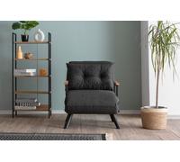 Hanah Home, modelo Sando Single: sofá cama individual, color gris oscuro, estructura de metal al 100%, dimensiones: 175 x 60 cm