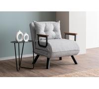Hanah Home, modelo Sando Single: sofá cama individual, tapizado en tela tipo "teddy", color gris, estructura de metal, dimensiones: 175 x 60 cm