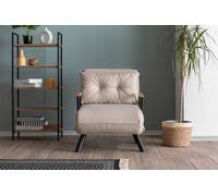 Hanah Home, modelo Sando v2, sofá cama individual, color crema, estructura de metal al 100%, dimensiones: 175 x 60 cm