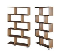 Hanah Home Modern Walnut Bookshelf, 90 cm x 156 cm x 20 cm | 100% Melamine Coated Particle Board 18 mm Thick | Wall-Mountable, Stylish & Functional Design