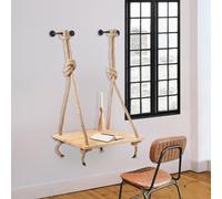 Hanah Home Moderno Estante de Pared con Madera sólida y Metal, 60 x 90 x 55 cm, Altura Ajustable, Capacidad de 10 kg, conexión de Cuerda, diseño rústico y Novelty para decoración del hogar