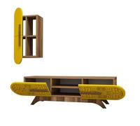 Hanah Home Mueble de TV Defne - Nogal y Amarillo