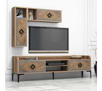 Hanah Home Mueble de TV Samba Nogal y Azul
