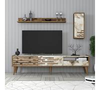 Hanah Home Mueble de TV Valensiya - Nogal, Blanco, Mármol