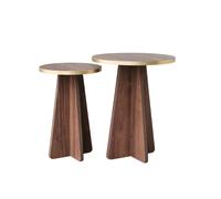 Hanah Home Mushroom 2 Juego de mesa de centro, Oro y Nogal