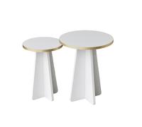 Hanah Home Mushroom 2 - Juego de mesas de centro, Dorado y Blanco