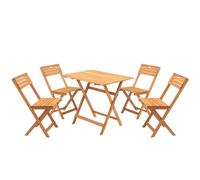 Hanah Home My004 Conjunto de Mesa y Sillas de Jardín de 5 Piezas en Madera de Haya Marrón