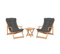 Hanah Home My007 - Juego de mesa y sillas de jardín de 3 piezas - Gris y Natural