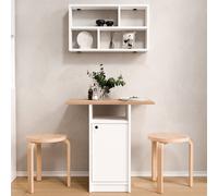 Hanah Home Nord - ND17-SW Juego de Mesa de Comedor y Estante de Pared Blanco y Roble