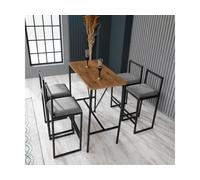 Hanah Home, Nordic: Juego de mesa alta, taburetes y taburete (de 5 piezas), 100% tablero de partículas con revestimiento de melamina, color humo, 90 x 45 x 92 cm
