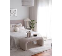 Hanah Home, Nu Bench Fitilli - Blanco, otomana, 100% poliéster, blanco, 106 x 46 x 45 cm