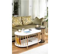 Hanah Home Peka111-125 Juego de Mesas de Café Blanco y Antracita