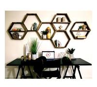 Hanah Home Raf109 Set de 6 Estantes de Pared en Madera Maciza Nogal