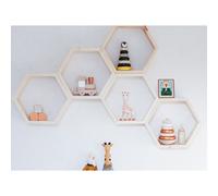 Hanah Home Raf229 Estantería de Pared de Madera de Abeto en Nogal (5 Piezas)