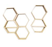 Hanah Home Raf252 Estantería de pared de madera de abeto, Nogal, 6 piezas