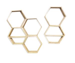 Hanah Home Raf252 Estantería de pared de madera de abeto, Nogal, 6 piezas