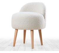 Hanah Home, Rufmee: Puf blanco, tipo taburete o banco, hecho de poliéster, con dimensiones de 46 x 64 x 46 cm