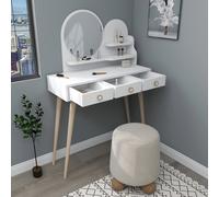 Hanah Home Ruges Mesa de Maquillaje Blanca con Espejo