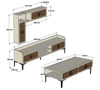 Hanah Home Samba Conjunto de Muebles de Salón - Blanco y Nogal