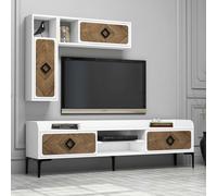 Hanah Home Samba Mueble de TV Blanco y Nogal