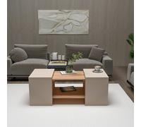 Hanah Home Sartos - Juego de mesa de centro y mesas auxiliares, Pino Atlántico y Beige
