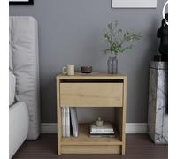 Hanah Home Scandinavian Oak Nightstand, 44,6 x 35,9 x 52,8 cm | 100% melamina revestida de partículas, 18 mm de Grosor, Elegante y Funcional para decoración de Hotel y Cabina