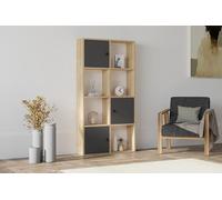 Hanah Home Scandinavian Wall-Mounted Bookshelf, Sapphire & Anthracite, 77.8 x 151.4 x 22 cm | 100% Melamine Coated Particle Board, 18 mm de Grosor | Diseño Elegante y Ahorro de Espacio