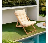 Hanah Home Silla de Jardín My006 de Madera de Haya Marrón y Crema