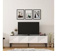Hanah Home Soporte de televisión, Melamina, Blanco y Negro, Talla única