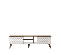 Hanah Home Soporte de TV Blanco y Nogal