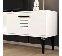 Hanah Home Soporte para TV Blanco Moderno, 150 cm de Ancho, 44,6 cm de Alto, 29,6 cm de Profundidad, 100% melamina revestida, 18 mm de Grosor, diseño Elegante y Funcional para Salas de Estar