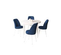 Hanah Home Tor Juego de Comedor de 5 Piezas Blanco y Azul Marino