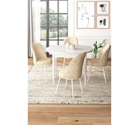 Hanah Home Tor Juego de Mesa y Sillas de Comedor de 5 Piezas Blanco y Crema