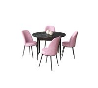 Hanah Home Tor Juego de Mesa y Sillas de Comedor de 5 Piezas, Mármol Negro y Rosa