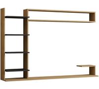 Hanah Home Unidad de TV escandinava, Zafiro y Antracita, 180 cm, 100% melamina, Tablero de partículas Recubierto de melamina, 18 mm de Grosor, diseño de Pared de montaña, Elegante y Funcional