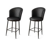 Hanah Home Uras - Juego de 2 Taburetes de Bar Negros