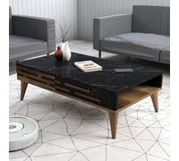 Hanah Home Valensiya Mesa de Centro Nogal, Negro y Mármol