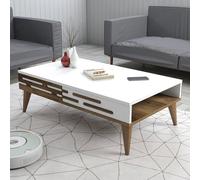 Hanah Home Valensiya Mesa de Centro Nogal y Blanco