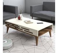 Hanah Home Valensiya Mesa de Centro Nogal y Crema
