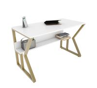 Hanah Home Wake Mesa de Estudio Blanco y Oro